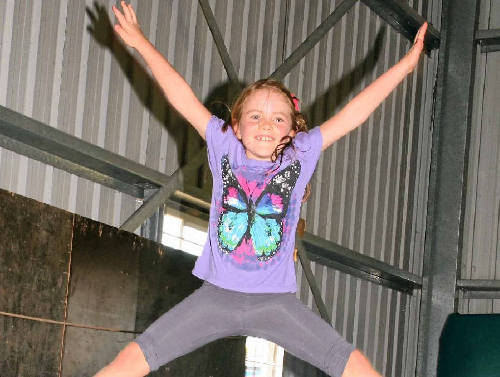 LIFT-OFF: Jessica Carnell bounces on the trampoline. LIFT-OFF: Jessica Carnell bounces on the trampoline.